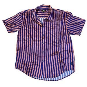 Stussy Striped Silk Shirt 'Blue' Size Medium